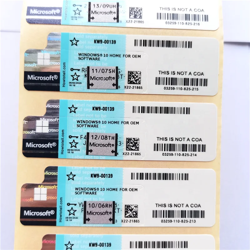 2021 популярная 100% онлайн Активация Win 10 pro оригинальная печать клавиш COA стикер