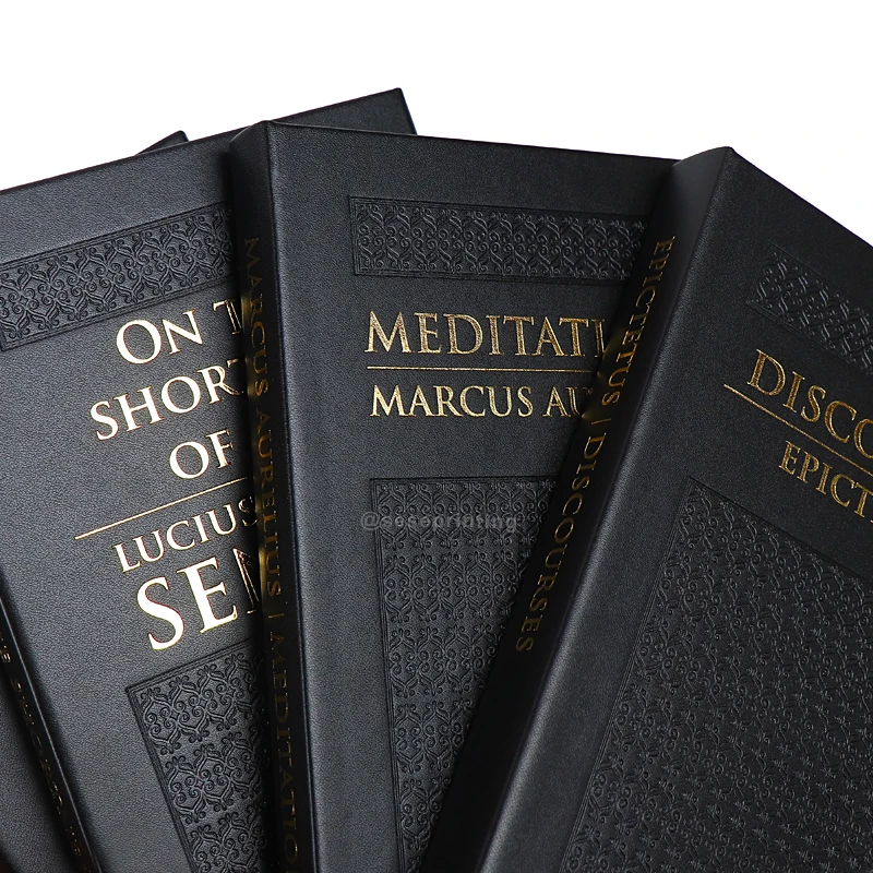 Hardcover Novel Books Multi-colored Stenciled Sprayed Edges Custom Embossed Leather Cover Sewing Bound Book Printing