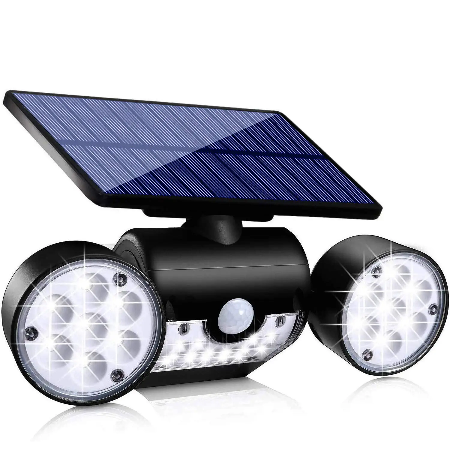 Solar Lights Outdoor Motion Sensor Security Lights Solar Flood Lights with Adjustable 3 Head Dual Head Spotlights LED Waterproof