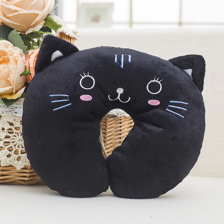 Cartoon Animal Panda Bear Cat Frog Pig Tiger Bunny Stuffed Plush Toys Portable U-shaped Neck Pillow Waist Protection Rag Doll