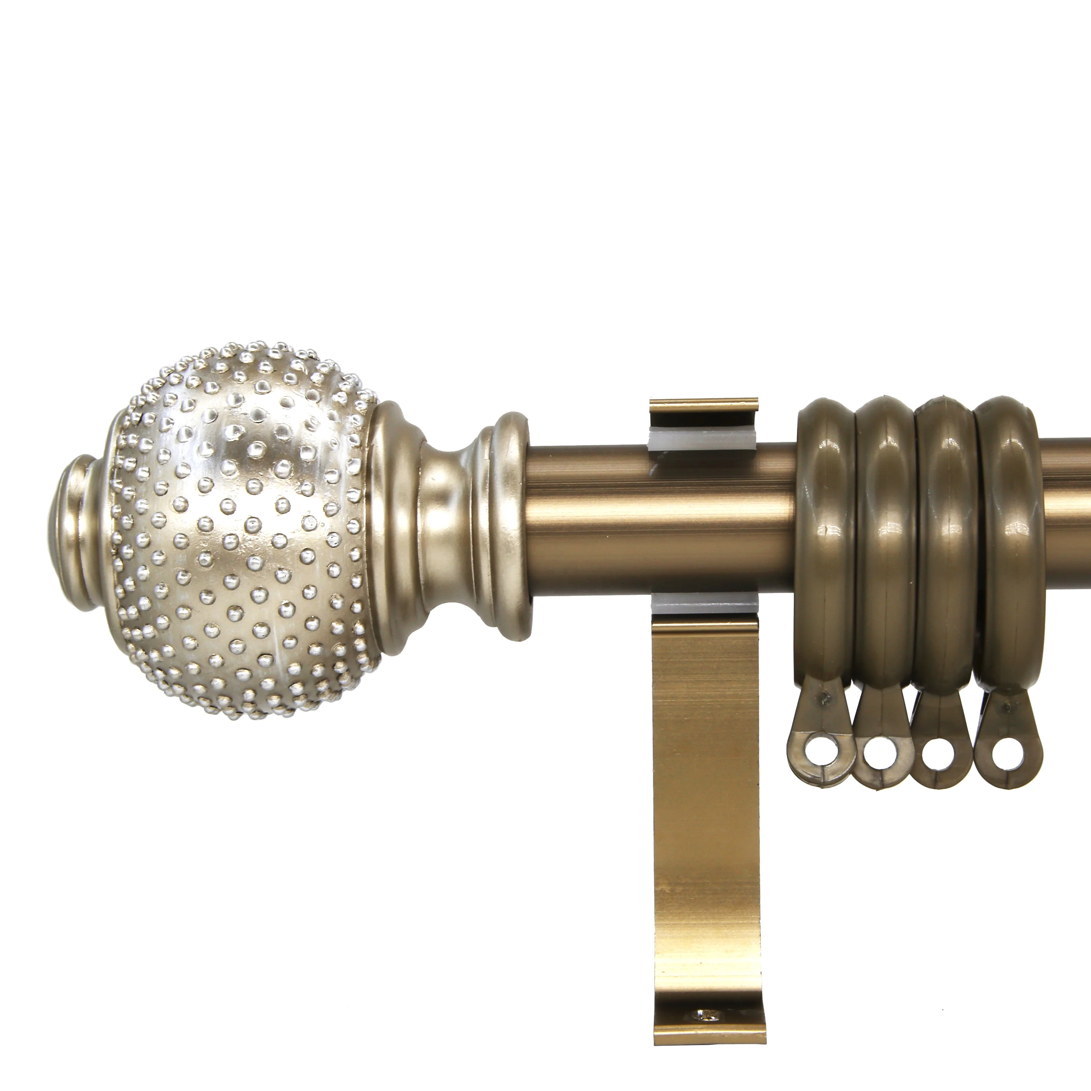 Nickel Brushed Window Rod 32mm Embossed European Style Bedroom Bay Window Decorative Wall Curtain Rod for Hotel