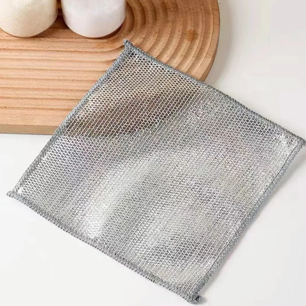2024 New Multipurpose Wire Mesh Dishwashing silver dishwashing cloth Scrubs & Cleans for Dishes, Sinks, Counters Stove Tops