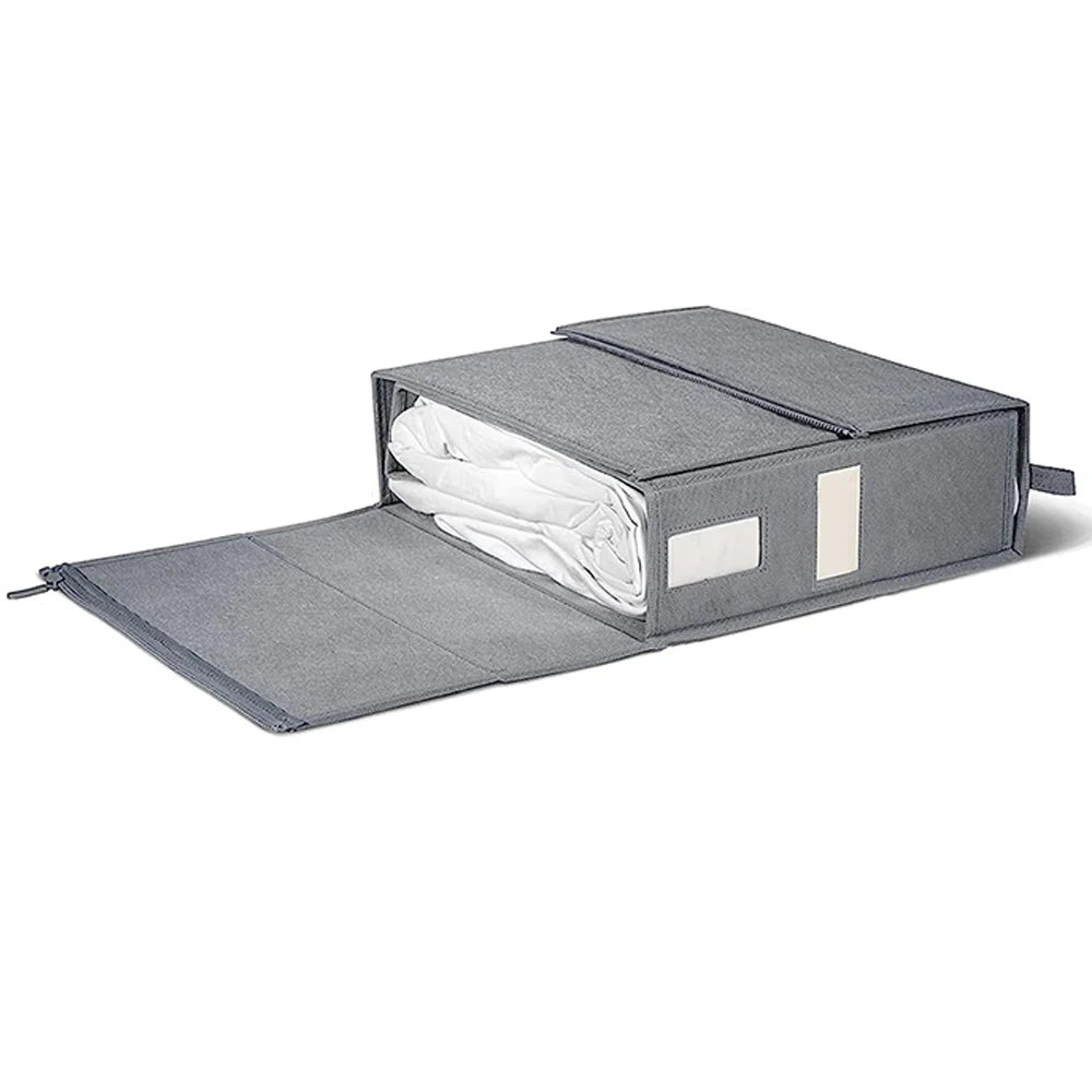 Storage Bins For Bed Sheets Duvet Covers Organizer Box Pillowcases Collapsible Zipper Foldable Bedding Organizer