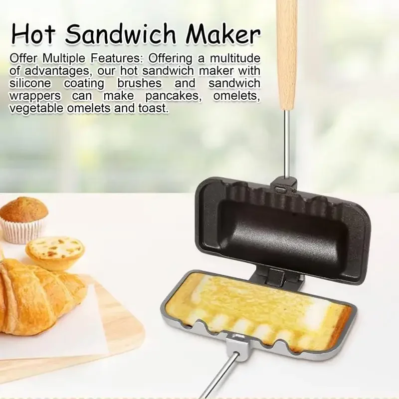 Aluminum Alloy Rectangular Double Sided Sandwich Baking Pan Sandwich Cake Clip Nonstick Coating Toast Bread Molds