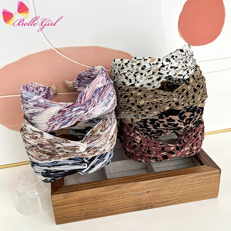 BELLEWORLD new designer popular adult hair hoop headpieces jewelry for women daily use leopard wrinkle colored fabric headband