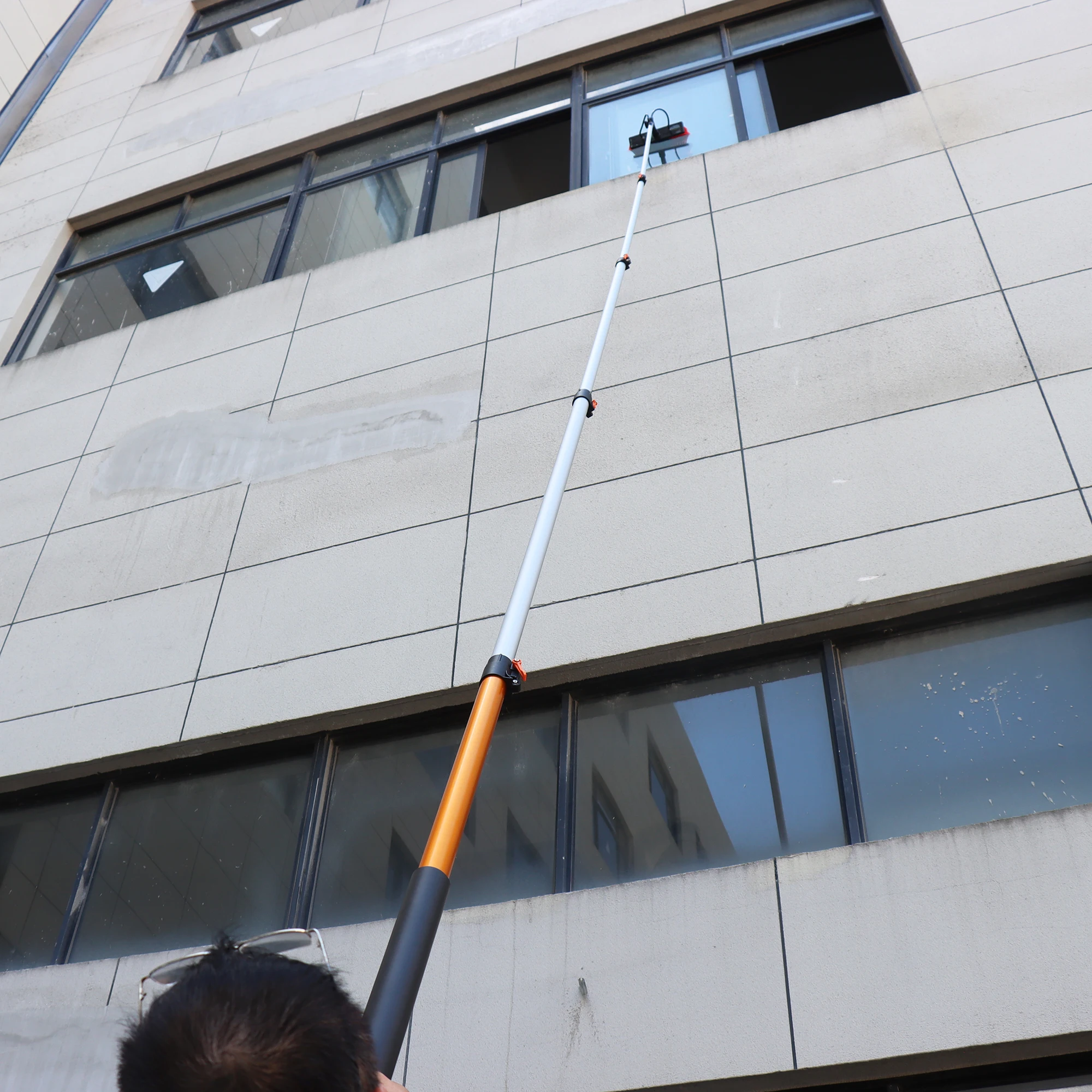 Portable Water Supply Rod 1.2-4.3M Aluminum Alloy Telescopic Rod Solar Cleaning Brush Window