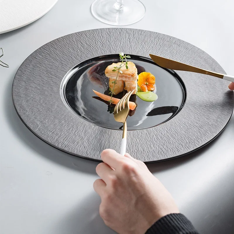Wholesale Nordic Ceramic Steak Plate Home Round Dinner Plate Light Luxury Western Food Dish Italian Pasta Dish