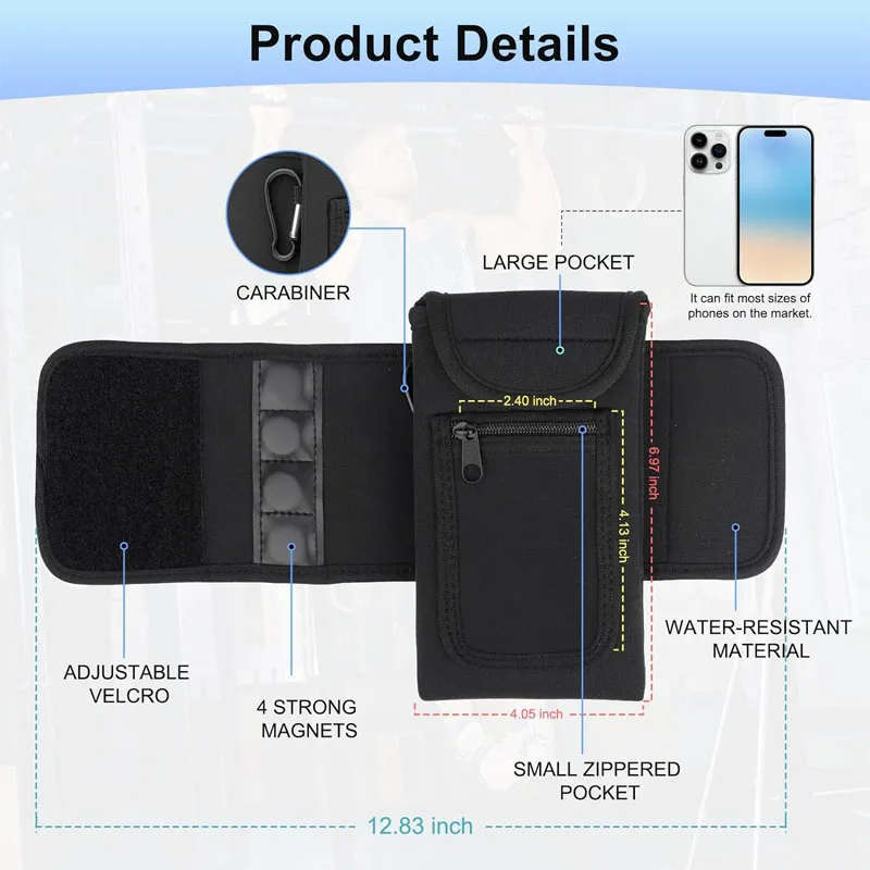 Wholesale Custom Neoprene Magnetic Water Bottle Non-Slip Bottle Bags with Phone Pocket