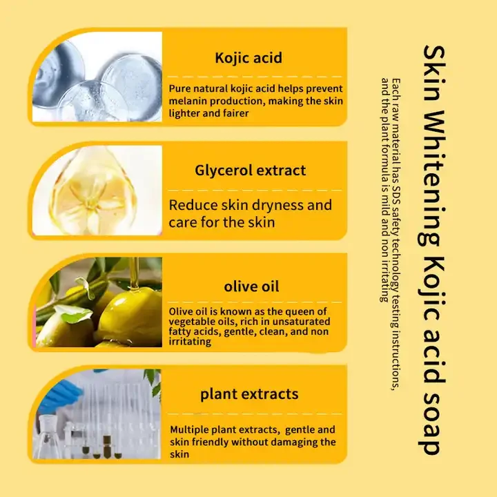 Private label Handmade Kojic Acid Soap 7 Days Whitening Skin Lightening Face Body Bathing Whitening Natural Handmade Soap