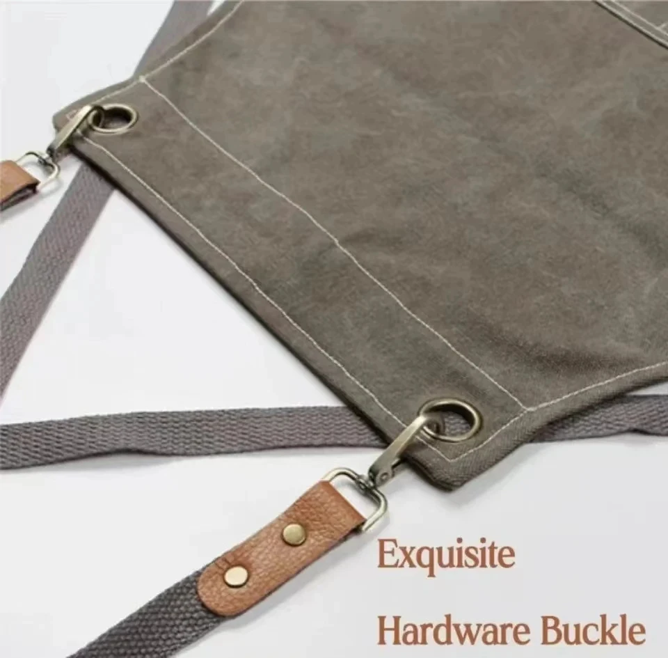 Ys97 Custom Logo Waterproof Oil-proof 100% Cotton Canvas Cooking Kitchen Aprons Tool Work Florist Garden Stylish Apron For Men