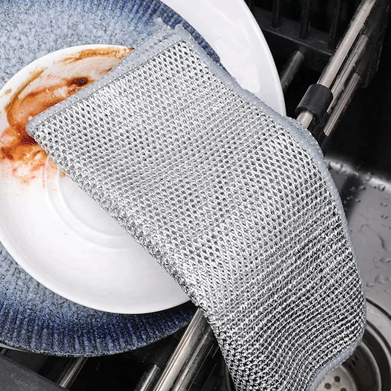 Multipurpose Metal Wire Dishwashing Rags for Wet and Dry Non-Scratch Wire Dishcloth