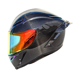 Motorcycle Helmet Retro Carbon Fiber Full Face Helmet DOT Approved Moto Motocross Helmet With HD Lens