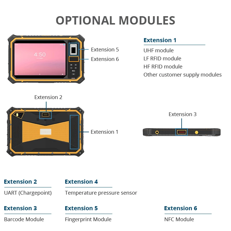 HUGEROCK T80 8 Inch Biometric Fingerprint Scanner Gps Hardware Rugged Ip67 Tablet Industrial Android Smart Pos Terminal MTK