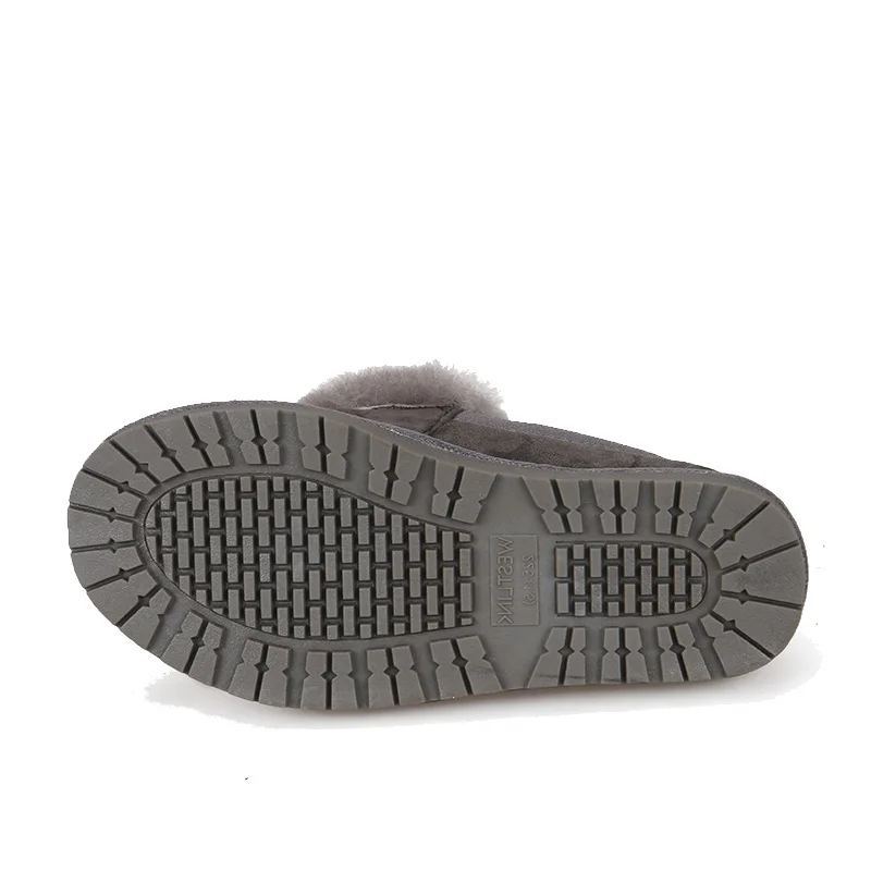 Custom cheap unisex suede upper rabbit fur soft leather sole wool winter women moccasin slippers loafer shoes