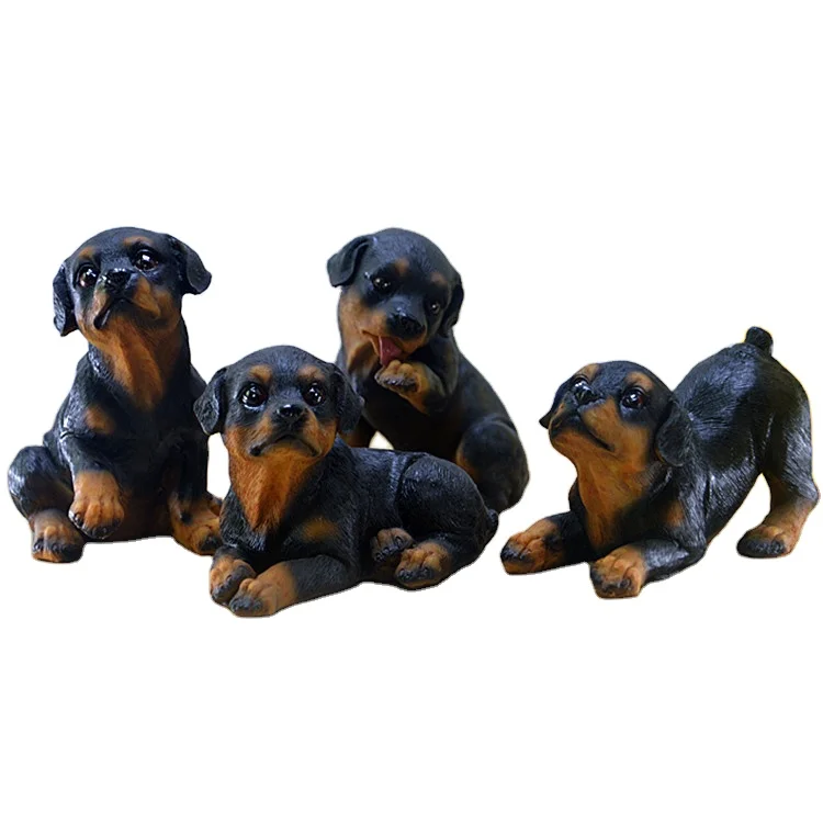 4pcs Resin Rottweiler Labrador Dogs Micro Landscape Pet Puppy Miniature Garden Ornament Figurines Home Decor