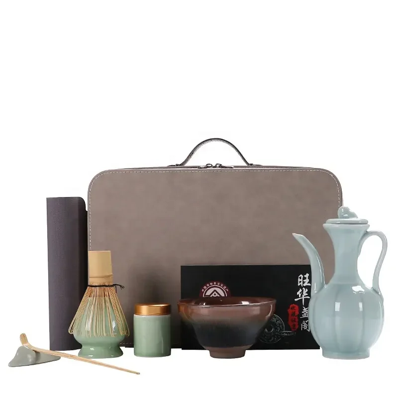 High-End Song Dynasty Tea Ceremony Accessory Matcha Whisk Bowl and Holder Japanese Tea Chasen Matcha Set with Travel Gift Box