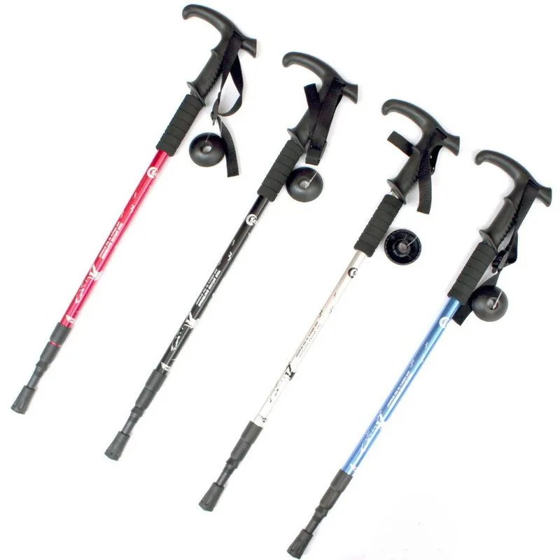 Adjustable Alpenstock Walking Stick Anti-skid Telescopic aluminum Hiking Stick lightweight mountaineering cane Trekking poles
