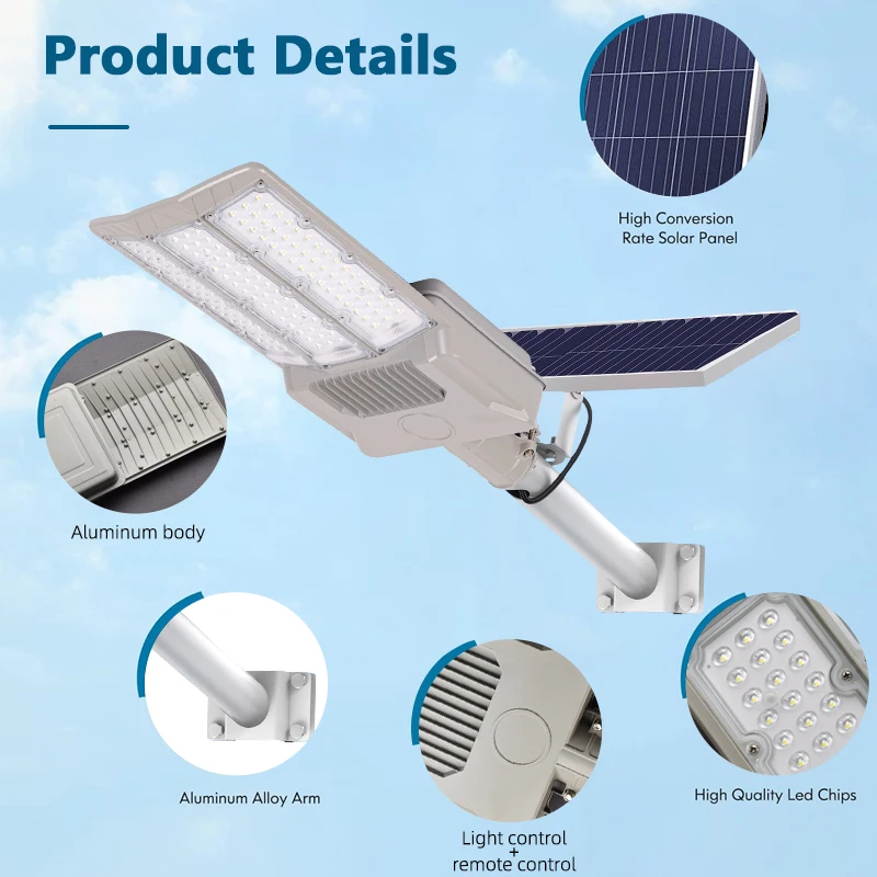 New Outdoor Lighting Waterproof 400w Three-Sided Solar Led Street Light With Polysilicon Solar Panel