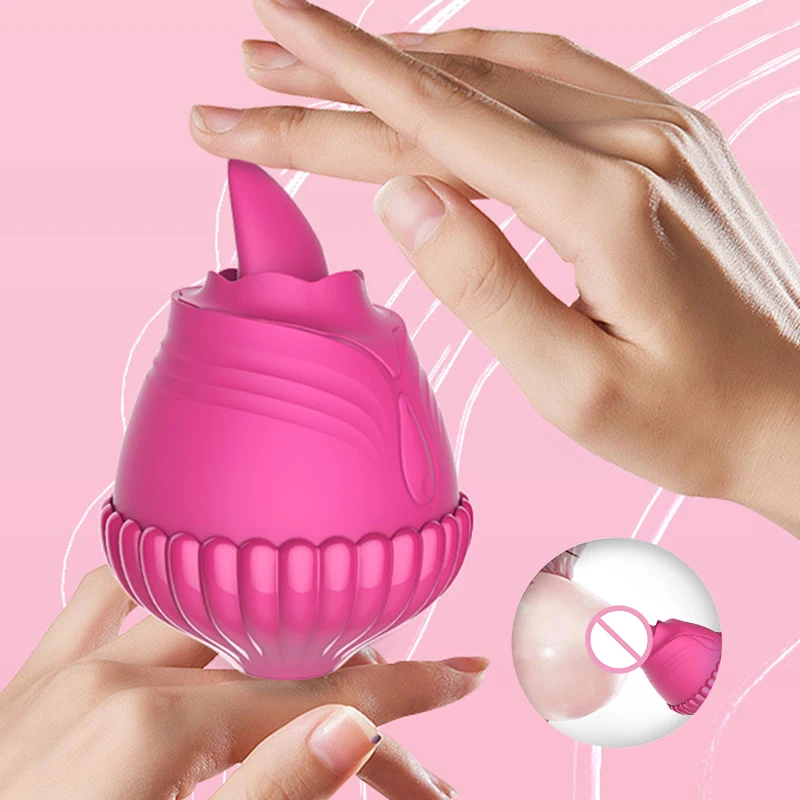 2022 High quality silicone rose vibrator clit licking sucker clitoral stimulator tongue vibrator for women