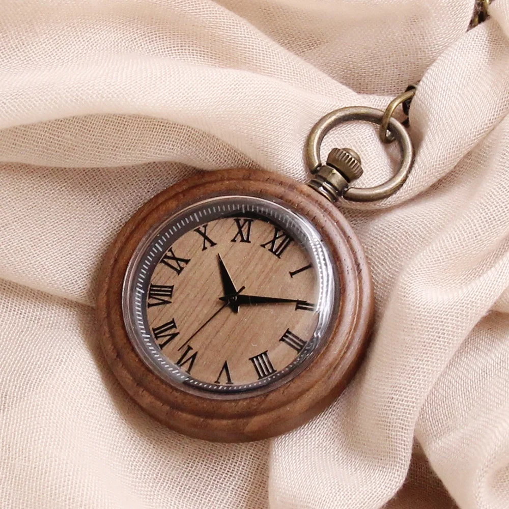 Винтажные деревянные карманные часы с цепочкой, деревянные поделки, подарок на 5-ю годовщину
