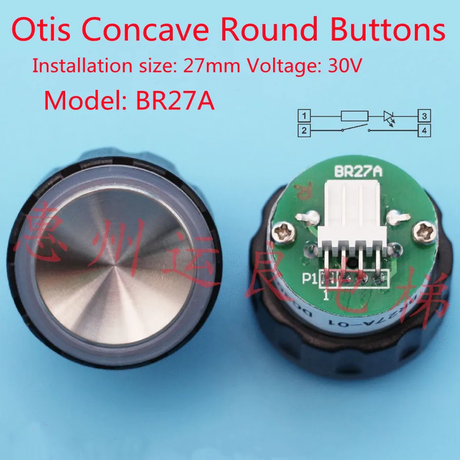 Original Elevator Parts Otis Push Buttons BR27A Concave Round Button Kone