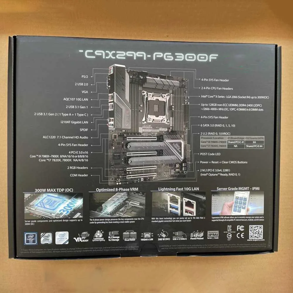 C9X299-PG300F For Supermicro Motherboard i7 i9 X-series Processor LGA-2066 DDR4-2933MHz PCI-E3.0 M.2 U.2