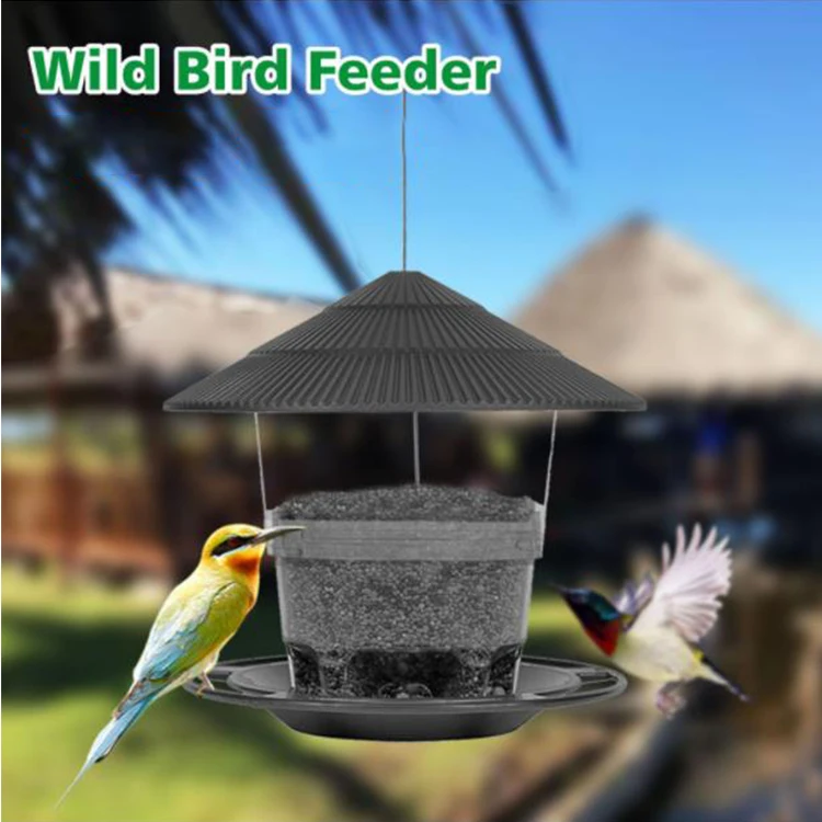 Transparent Plastic Wild Bird Feeder For Small Birds With 5 Feeding Ports