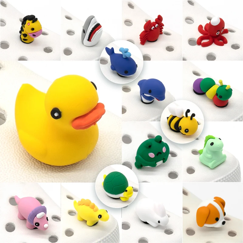 New Arrival New Designer Cute Colorful Anime cow balloon dog yellow duck animal custom pvc 3d cartoon shoe charms wholesale