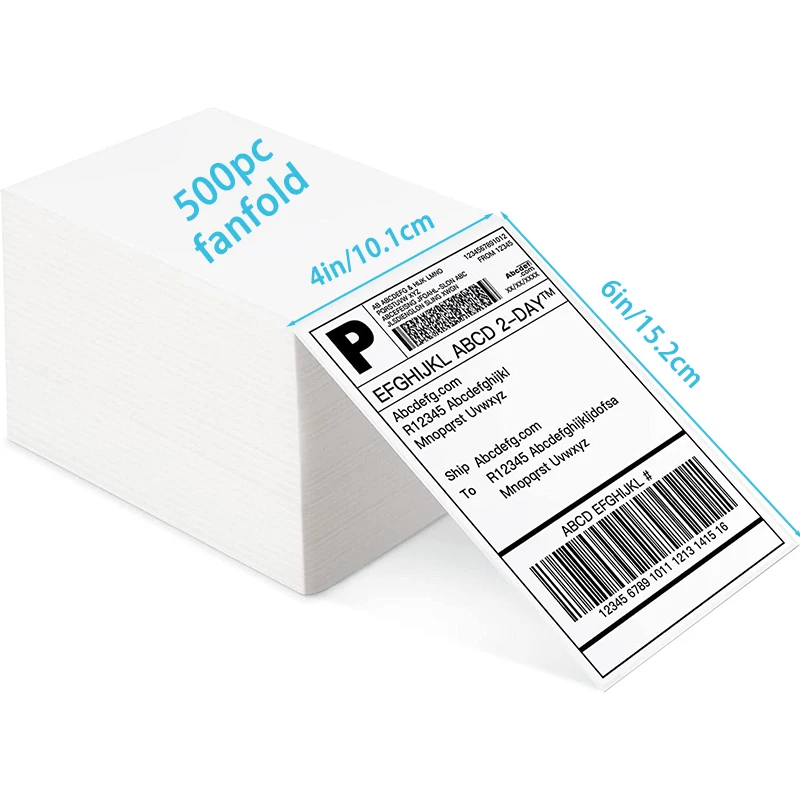 High Quality 4' x 6' Direct Thermal Waterproof Shipping Packaging Labels Permanent Adhesive 4' x 6' Direct Thermal Paper