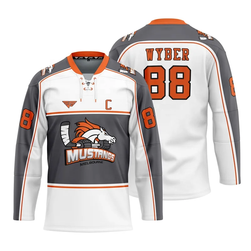White Ice Hockey Top With Reinforced Shoulders In Gray Extra Protection