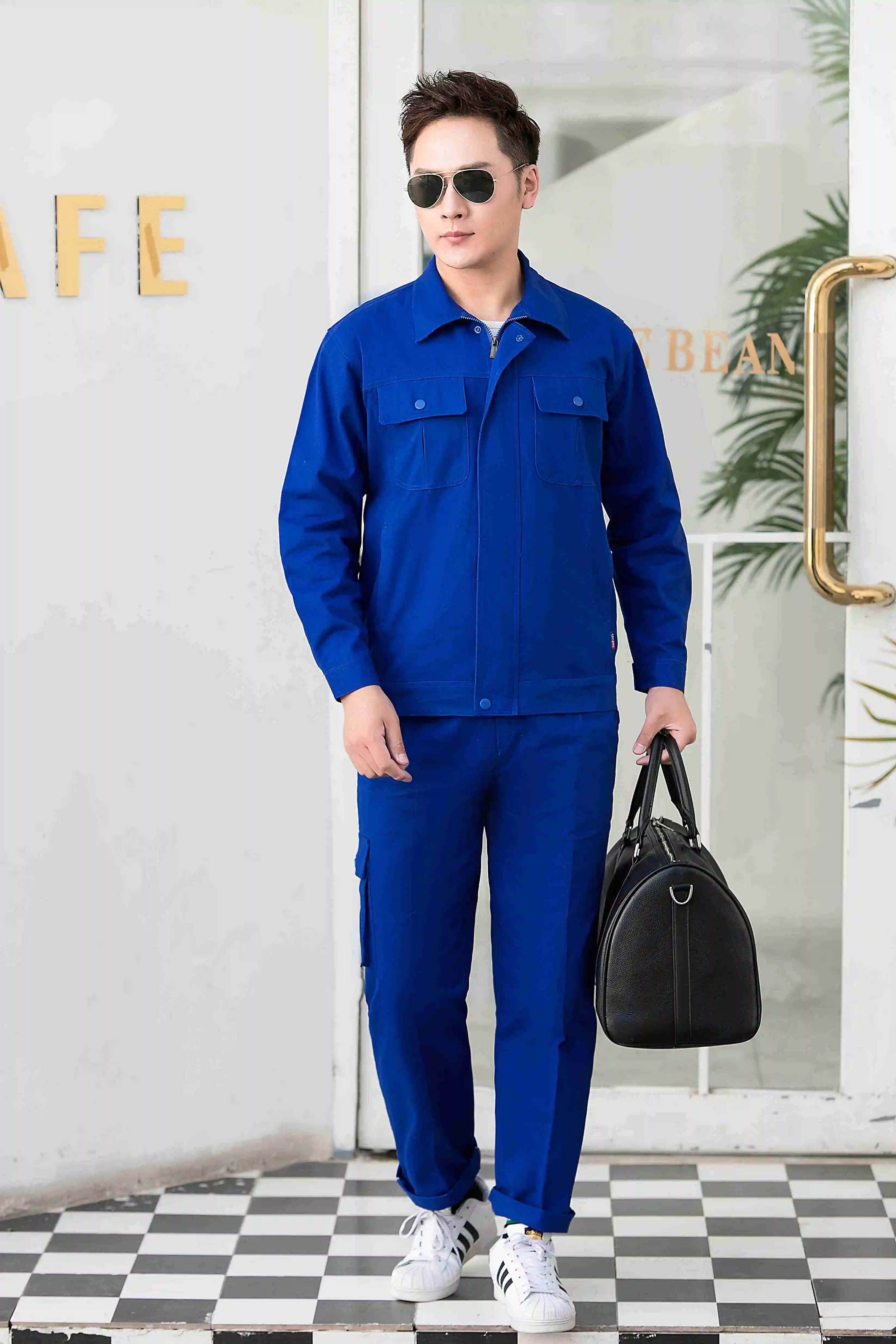Pure Cotton Overall Long Sleeves Cleaner Workwear Tops Work Suit Working Car Repair Clothes For Men