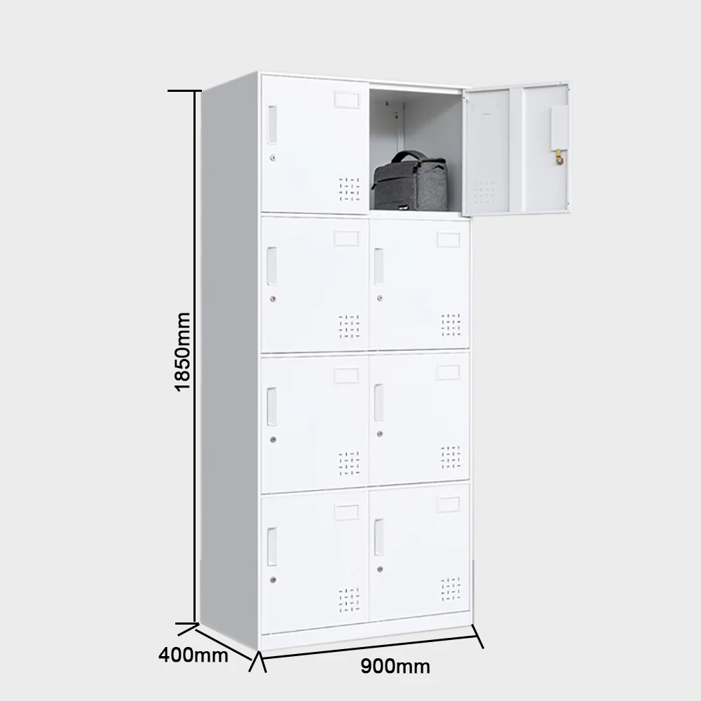 High quality 8 door compartment metal locker wardrobe staff Gym School steel storage cabinet