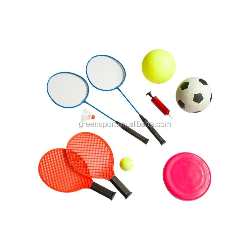 Best seller outdoor multi sport badminton tennis football flying disc volleyball net 5 in 1 game set