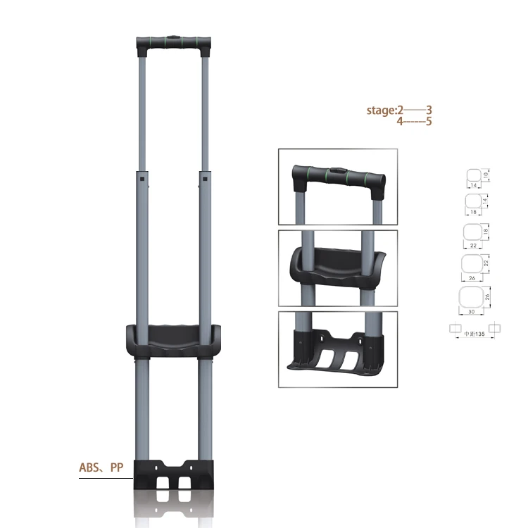 4-5 Sections New Aluminum Telescopic Luggage Suitcase Pull Rod  Wholesale  Trolley  Handle