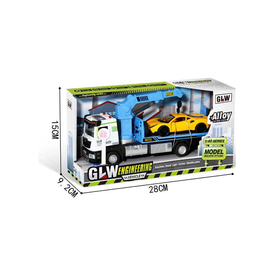 1/40 Diecast Model Toy Semi Truck Kids Electric Toy Rescue Truck Car Transport Toy Trailer Truck