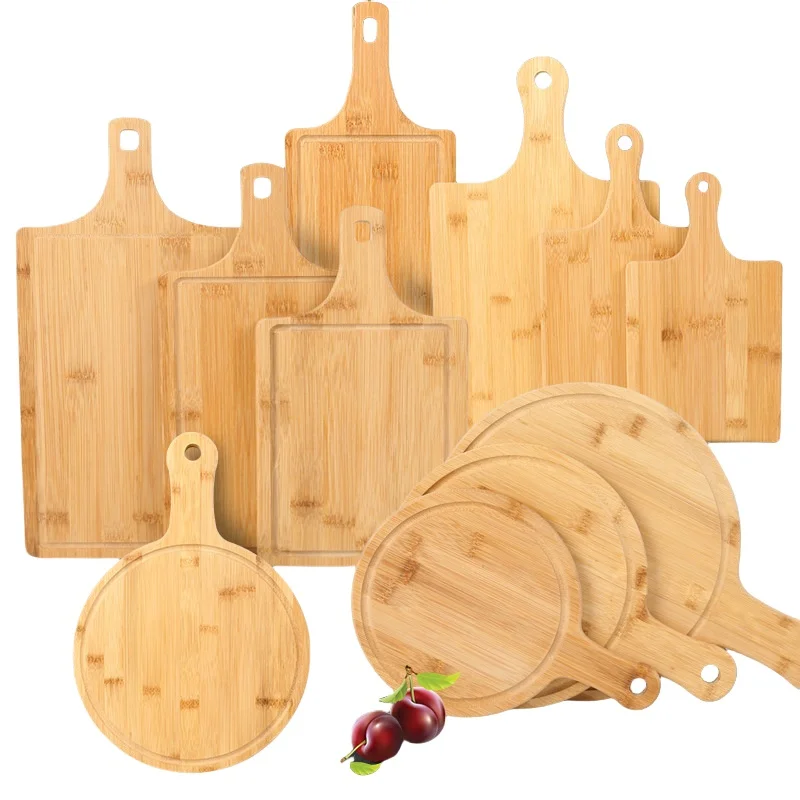 Customizable Wooden Bamboo Dinner Tray With Handles Solid Wood Plates Suitable For The Kitchen Preparing Breakfast Sushi Bread