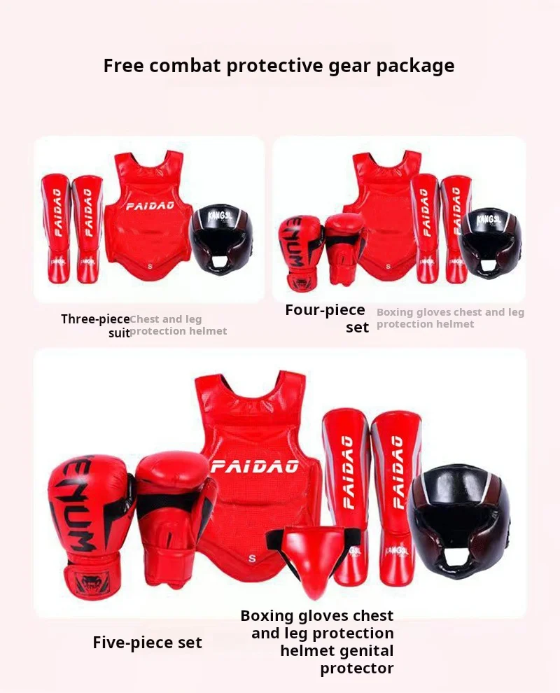 Taekwondo Protector Equipment Whole Sparring Gear Set with Head Guard Chest Protector Foot guard and Hand guard