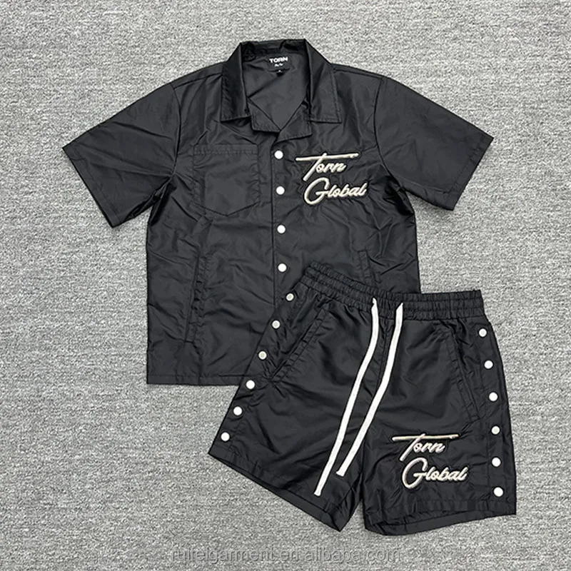 OEM Custom Pattern Logo Summer Nylon Polyester Polo Shirt Men 2 Pieces Set Jogging Suits Tshirt And Shorts Set Tracksuit For Men