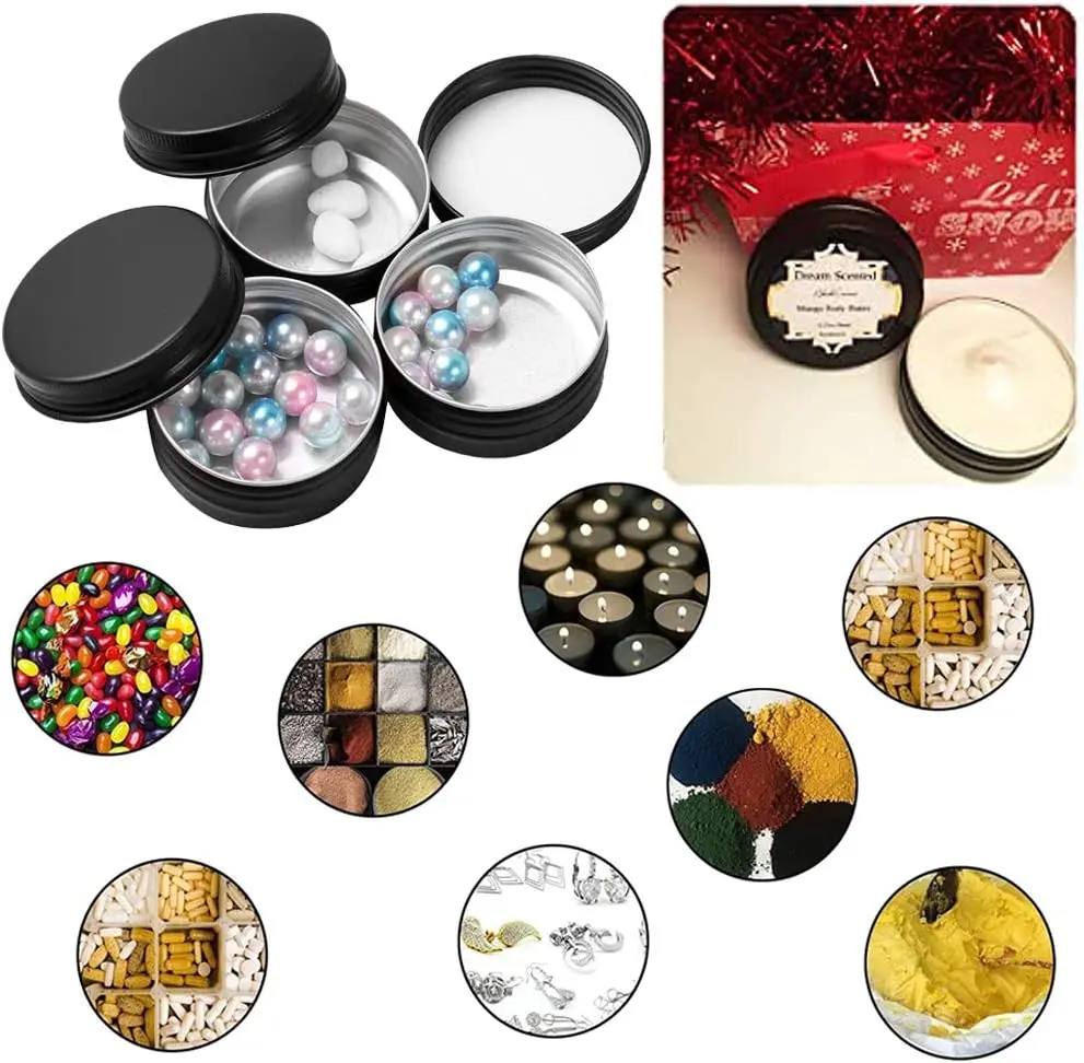 5g 10g 15g 20g 30g 60g 100ml 200ml Cosmetic Containers silver black gold metal aluminum candle jar tin can for cosmetics