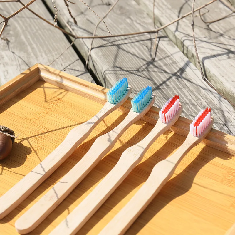 Eco-friendly Custom nature bamboo toothbruh with wave shape bristle Toothbrush Natural Eco Friendly Soft Home Use T