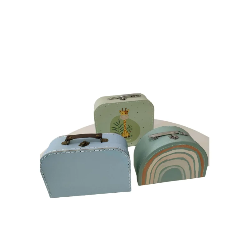 Baby Clothes Packing Box with Handle Children Cardboard Suitcase Box with Handle Round Paperboard Recyclable Telescope Boxes *