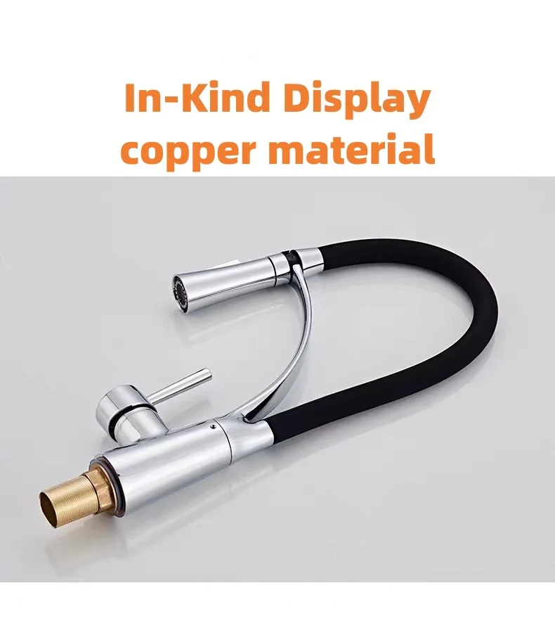 Modern Black Kitchen Faucet Rotatable Kitchen Sink Tap Taps Pull Out Spray Nozzle Brass Kitchen Mixer Faucets