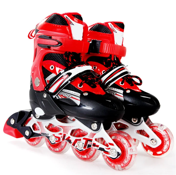 Adjustable Inline Skate Shoes Flashing Light Up Wheels Beginner Children Roller Skates Boys Girls  Roller Skate