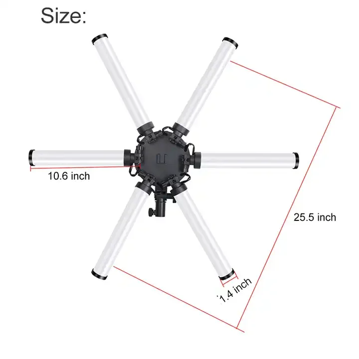 MINI Multimedia Extreme Star Light Lamp 3200-5600K 6 tubes Led Ring Light with Tripod For Camera Phone makeup