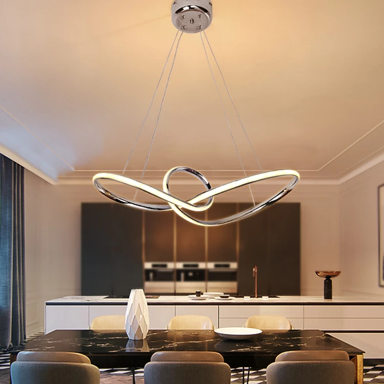 simple lamps home decor curve plating chrome pendant lighting modern chandelier light chandeliers & pendant lights