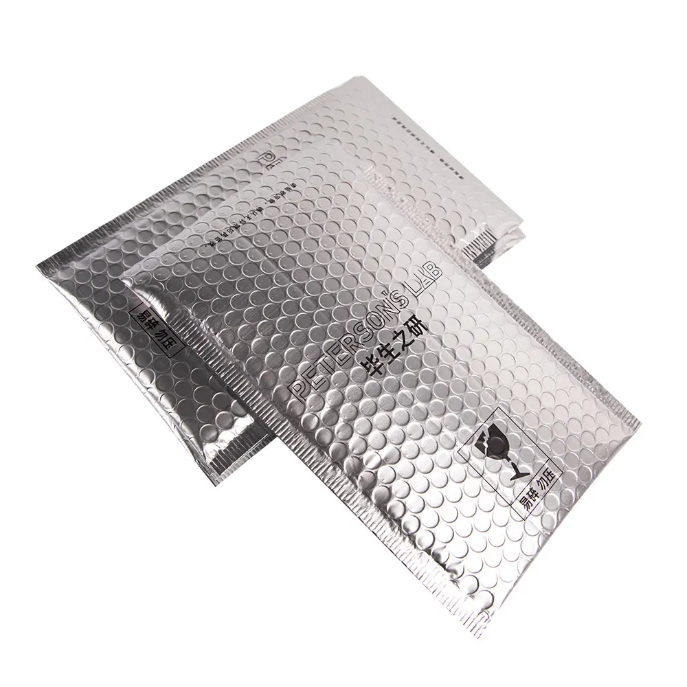 XCGS Hot Sale Custom Size Silver Metallic Bubble Mailer Matt Foil Self Seal Envelopes For Shipping