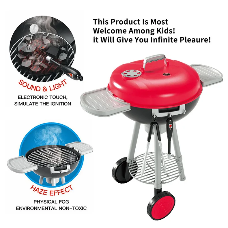 KSF Kitchenware Toys Cooking Set Food Pretend Play Light Sound Induction Oven Mini Kitchen Ware Barbecue Grill For Children Toys