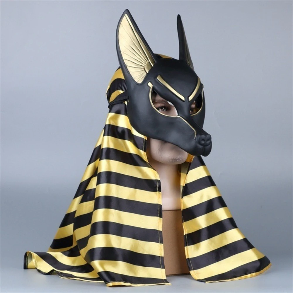 Egyptian Anubis Cosplay Face Mask Wolf Head Jackal Animal Masquerade Props Party Halloween Fancy Dress Ball