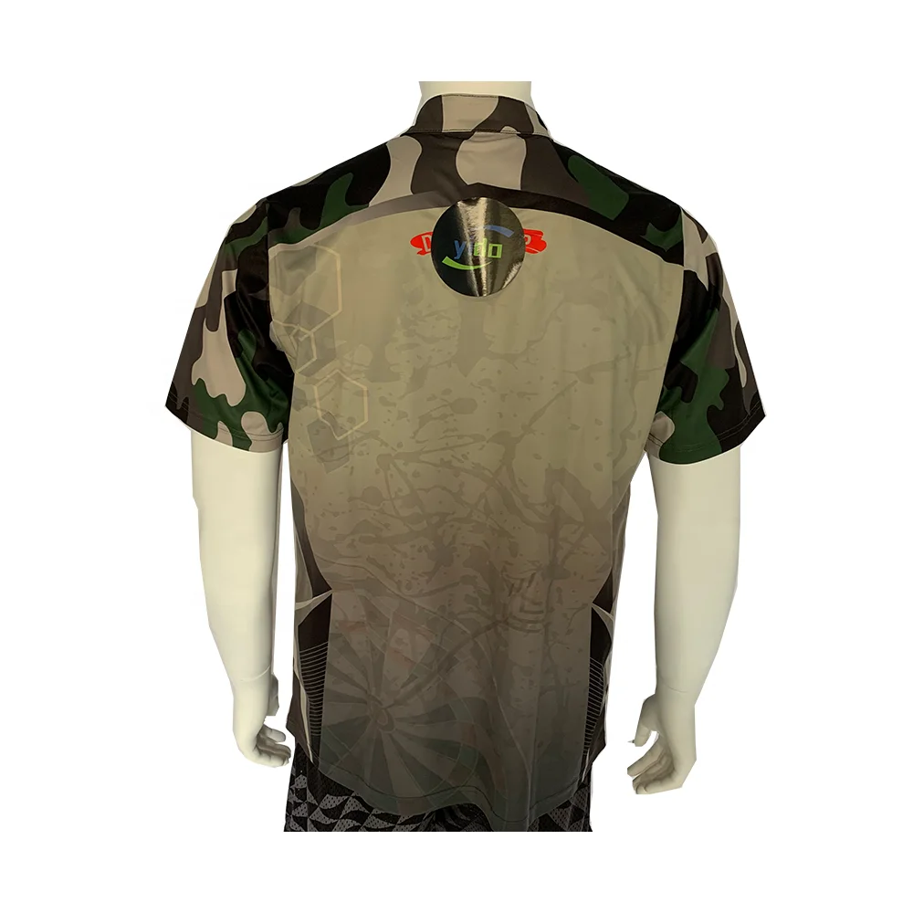 Custom Full Sublimation MOQ 10pcs Dart Shirts Double Top Darts Camo Polo Shirt Short Sleeve