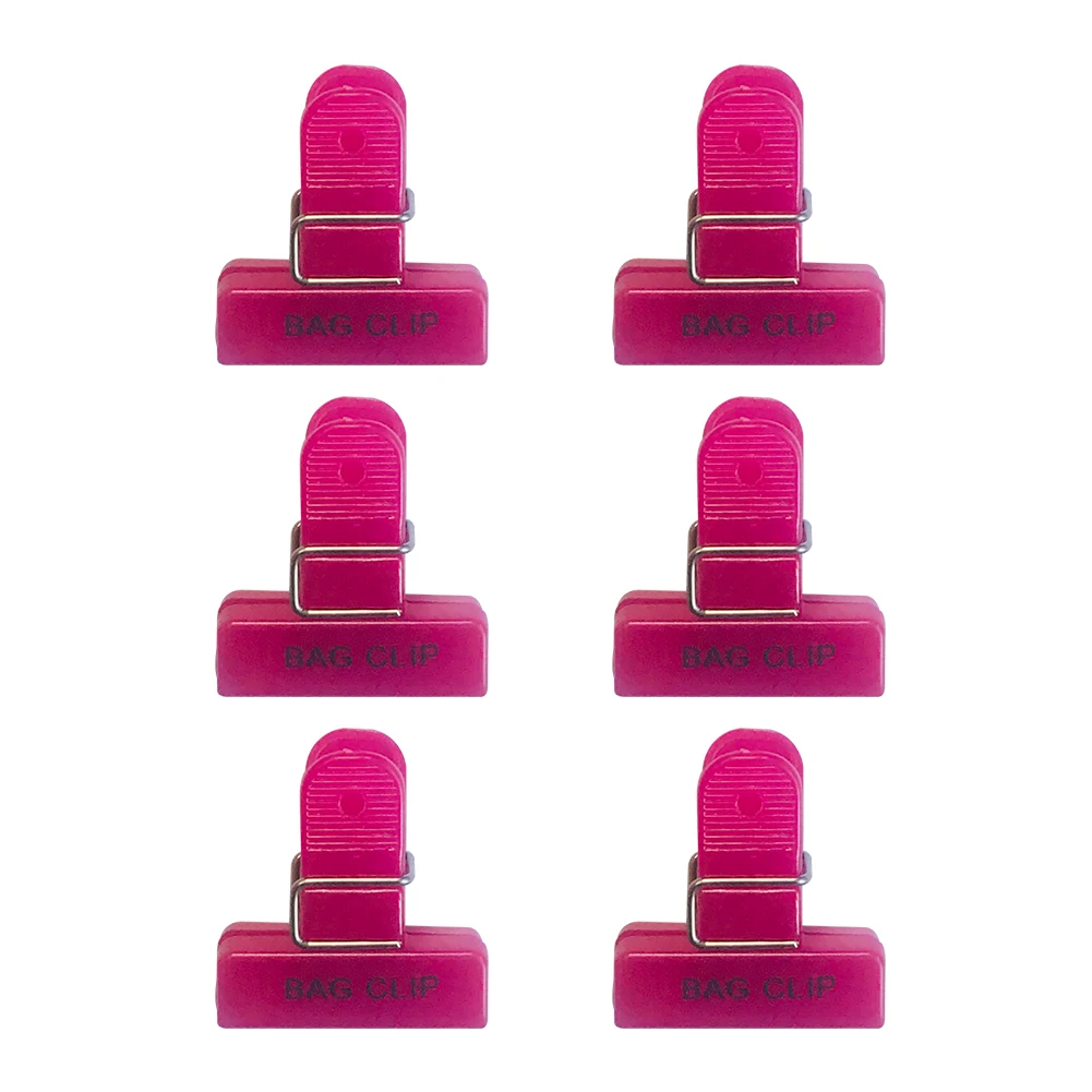 Food Bag Sealing Clamps Printing Sealing Clips Colored Plastic vacuum bag clips set of 6